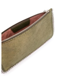 green metallic chain-link bag