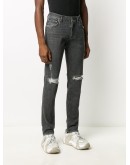ripped detail straight jeans