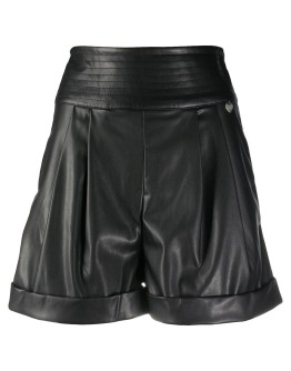 pleat-front high-rise shorts