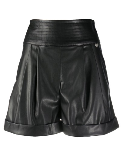 pleat-front high-rise shorts