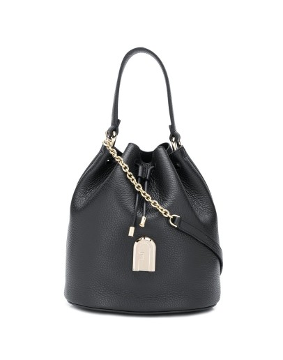Sleek pebbled bucket bag