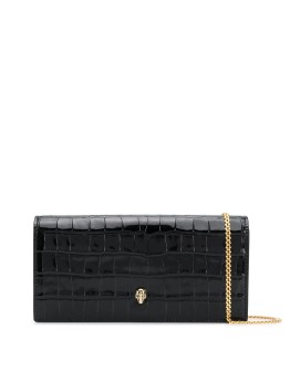 crinkled leather clutch bag