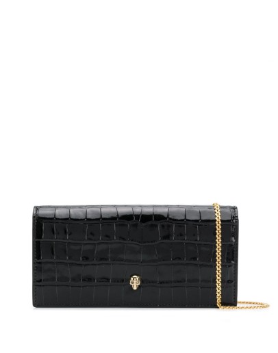 crinkled leather clutch bag