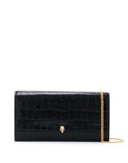 crinkled leather clutch bag