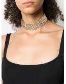 crystal-embellished pyramid stud choker