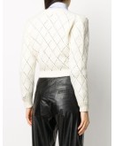 embroidered pointelle knit cardigan