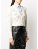 embroidered pointelle knit cardigan