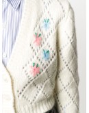embroidered pointelle knit cardigan