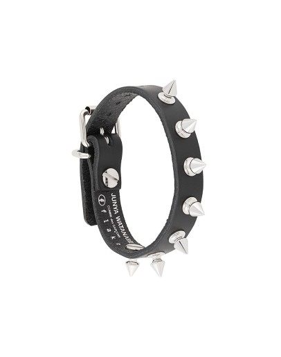 spike-stud leather bracelet