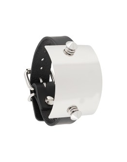 metal plaque leather bracelet