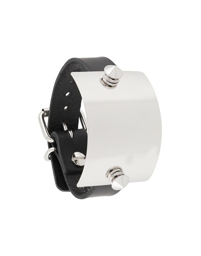 metal plaque leather bracelet