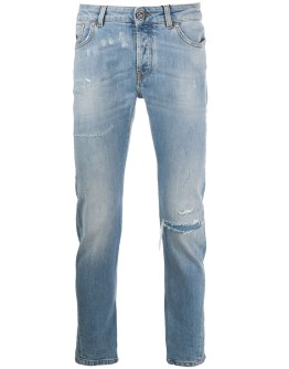 distressed straight-leg jeans