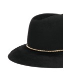 chain-embellished fedora hat