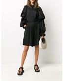 twill and satin panelled shorts