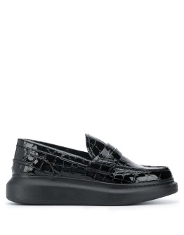 crocodile-effect chunky loafers