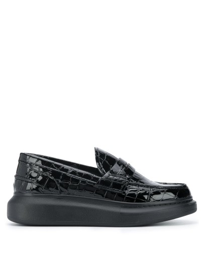crocodile-effect chunky loafers