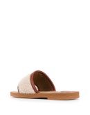 Woody shearling slides
