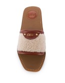Woody shearling slides