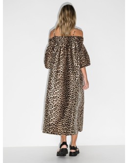 leopard-print off-shoulder dress