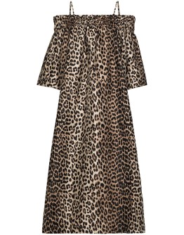 leopard-print off-shoulder dress