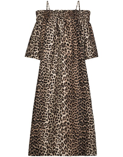 leopard-print off-shoulder dress