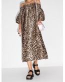 leopard-print off-shoulder dress