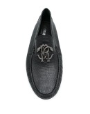 snake-buckle leather loafers