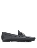 snake-buckle leather loafers