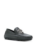 snake-buckle leather loafers