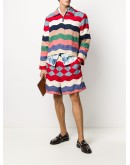 chevron-quilted polo sweatshirt