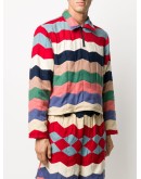 chevron-quilted polo sweatshirt