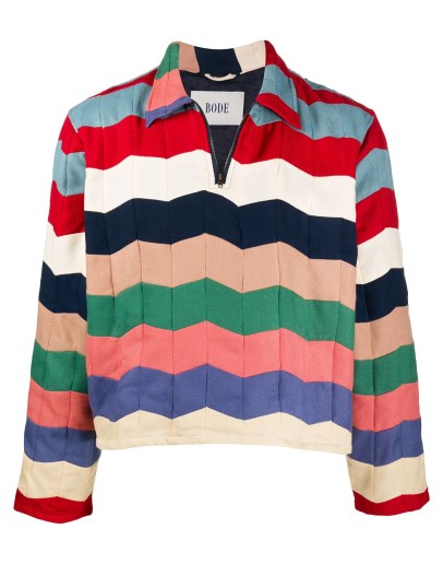 chevron-quilted polo sweatshirt