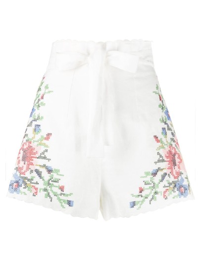 floral embroidered shorts