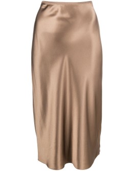 silk fitted midi skirt
