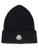 ribbed logo-patch beanie