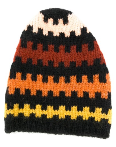 geometric embroidered beanie hat