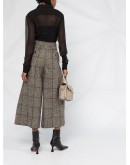 tweed check wide-leg trousers