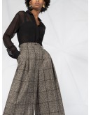 tweed check wide-leg trousers