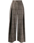 tweed check wide-leg trousers