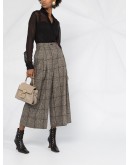 tweed check wide-leg trousers