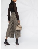 tweed check wide-leg trousers