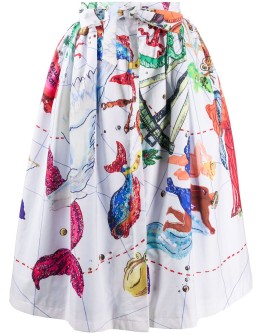 zodiac print midi skirt