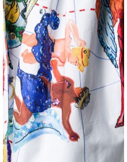 zodiac print midi skirt