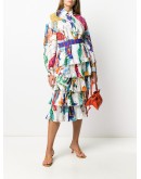 zodiac print tiered skirt