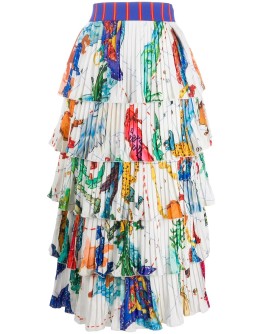 zodiac print tiered skirt