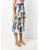 zodiac print tiered skirt