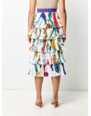 zodiac print tiered skirt