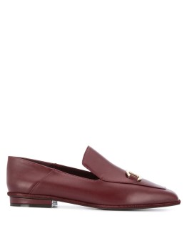 logo plaque leather loafers