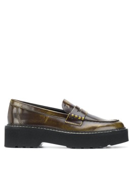bleached effect leather loafers