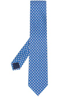 dog print silk tie